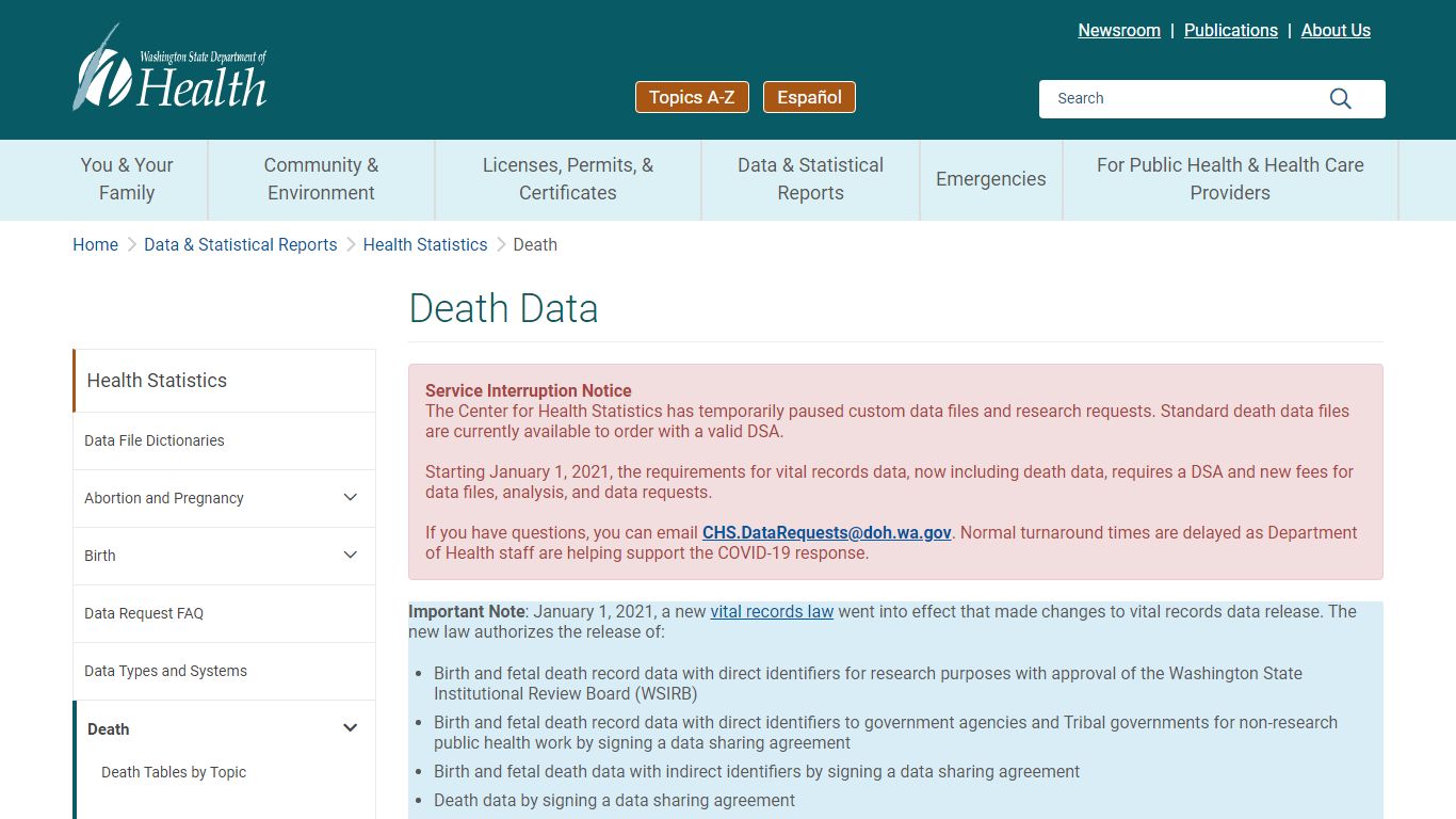 Death Data | Washington State Department of Health